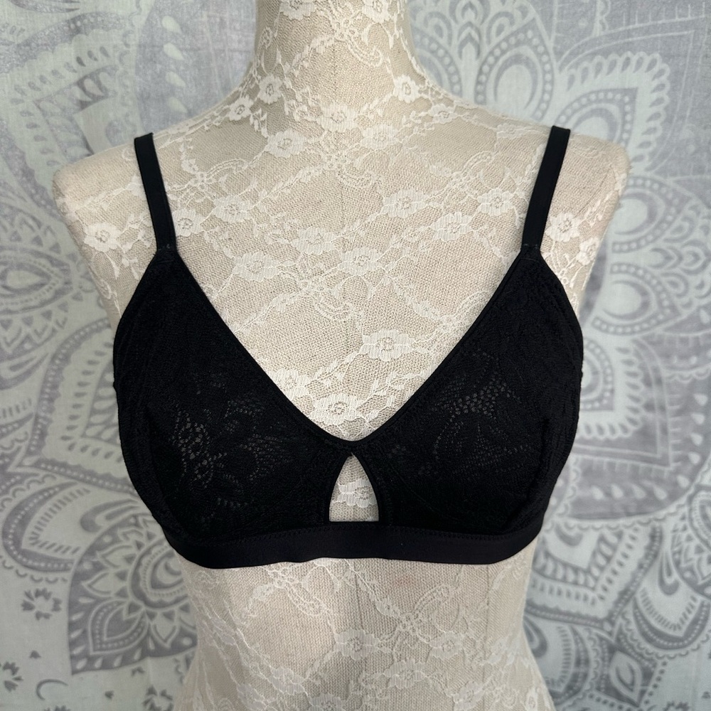 Nwt $34 Aerie American Eagle Show Off Floral Lace Cut Out Bralette Bra L Large